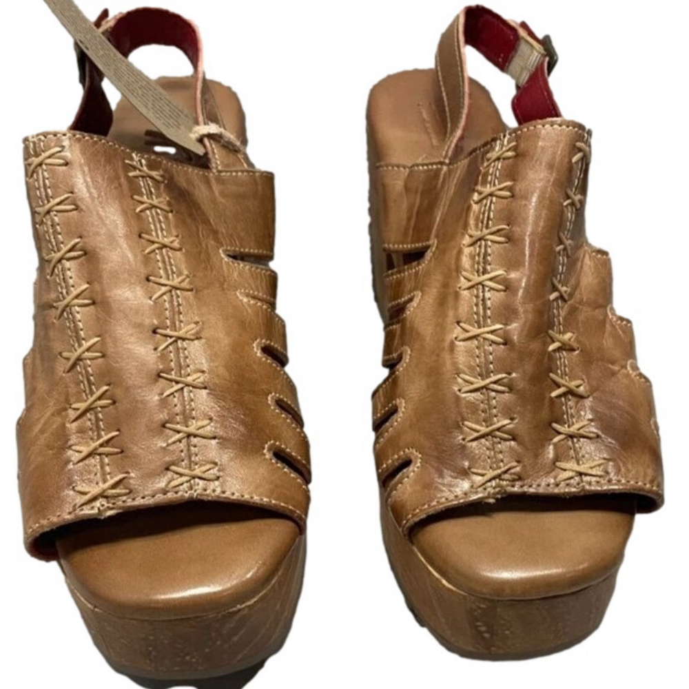 BED|STU Brown Leather Platform Sandals